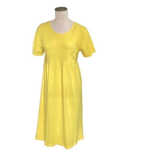 Laura Leigh Ltd Intimates Textured Knit Dress Sz M Yellow #27S - Picture 1 of 8